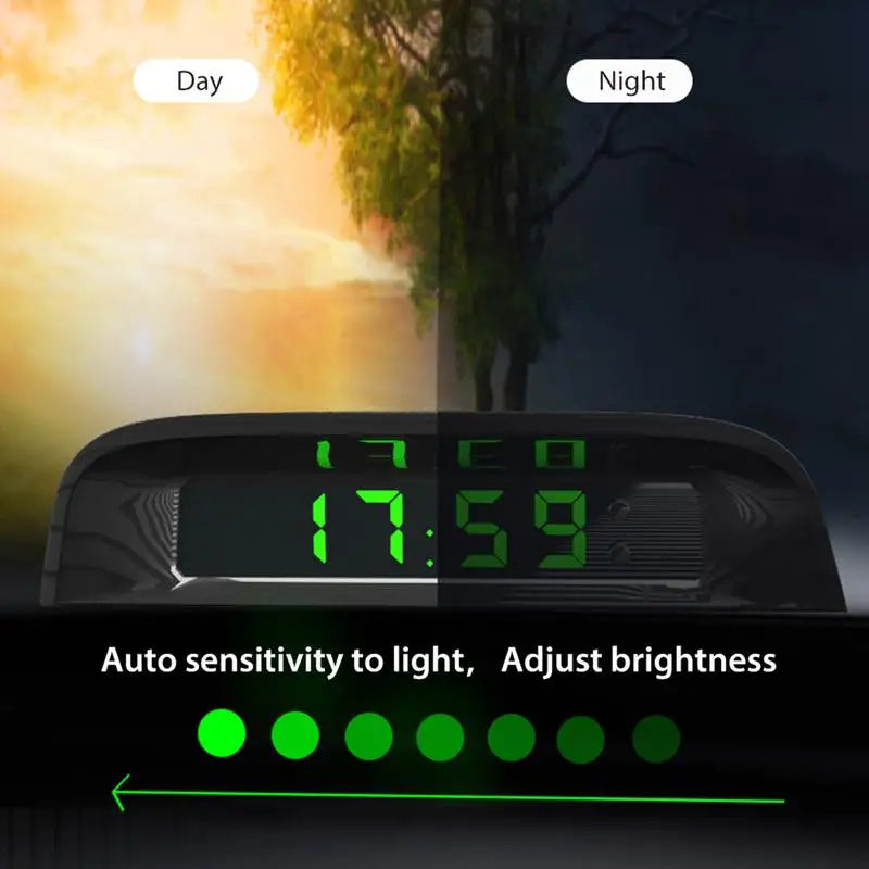 Solar Dashboard Car Clock Display Car Clocks Glow In The Dark Date digital thermometer for vehicles car electronic accessories