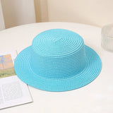 Summer Fashion Versatile Men's Women's Straw Hat Flat Top Fashion Sunscreen Foldable Fedora Beach Tourism Straw Hat Children