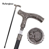 Silver Roaring Bear Head Flower Walking Stick with Hidden Plate Self Defense Fashion Cane Plate Cosplay Crosier Stick 93cm