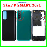 Full Housing For Huawei Y7A / P Smart 2021 LCD Middle Frame Front Bezel Holder Back Battery Cover Glass Housing Rear Door