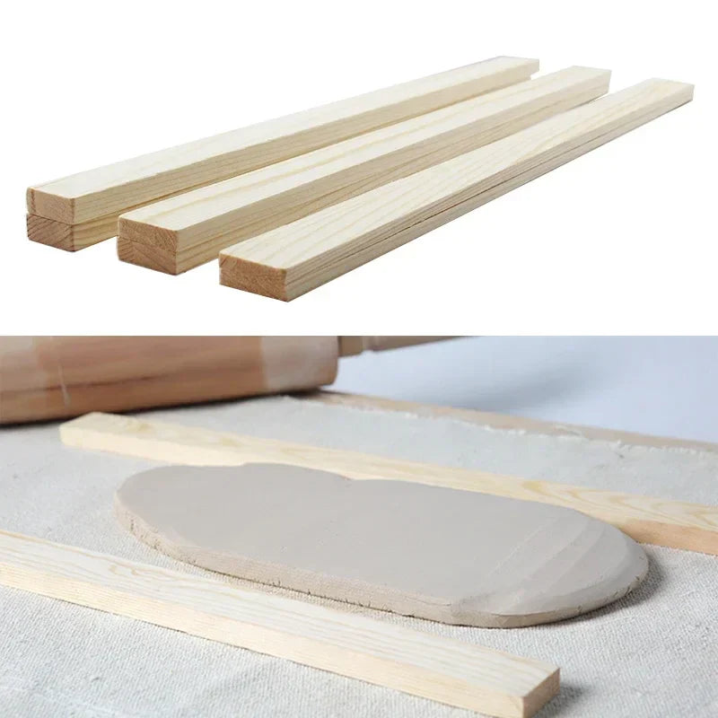 6Pcs  Mud Roller Guide Wooden Strip Mud Plate Forming Guide Rail Ceramic Clay Board Guide Pottery Polymer Modeling Tools 5-10mm