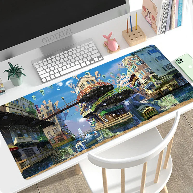 Mouse Pad Gaming Anime Street XL New HD Large Mousepad XXL keyboard pad Soft Natural Rubber Non-Slip Office Accessories Mice Pad