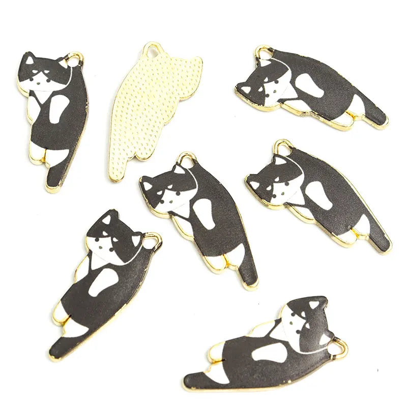 10pcs Kawaii Pet Kitten Enamel Charms for DIY Ornaments Accessories Necklace Earrings Keychain Cute Lazy Cat Alloy Pendants