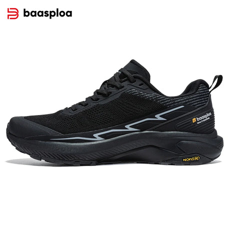 Baasploa Men Hiking Shoes Comfort Wear Resistant Outdoor Shoes Men Breathable Mesh Casual Sneakers Climbing Non-Slip Lace Up