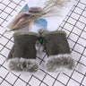 1 Pair New Fashion Faux Rabbit Hair Gloves Suede Leather Fingerless Soft Stretch Gloves Women Girls Winter Thicken Warm Mittens