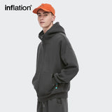 INFLATION Casual Zip Up Hoodies Men Winter Thick Fleece Sweat Jacket Unisex Matching Hooded Sweatshirt Couple