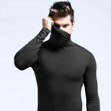 High Collar Undershirts Men Long Sleeve Tops Thermal Turtleneck Slim Fit Underwear T-shirt Modal Pullover Young Male Base Tees