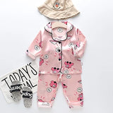 Toddler Girls Silk Satin Pajamas Sets Cartoon Kids Boys Pyjamas Baby Sleepwear Suit Girl Casual Home Wear Clothes Boy Loungewear