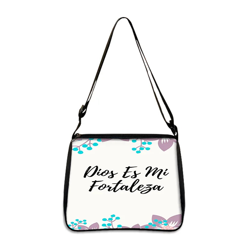 Christian Gift Bible Verse in Spanish Crossbody Bag Con Dios Todo Es Posible Messenger Bags Shoulder Bag Casual Handbag