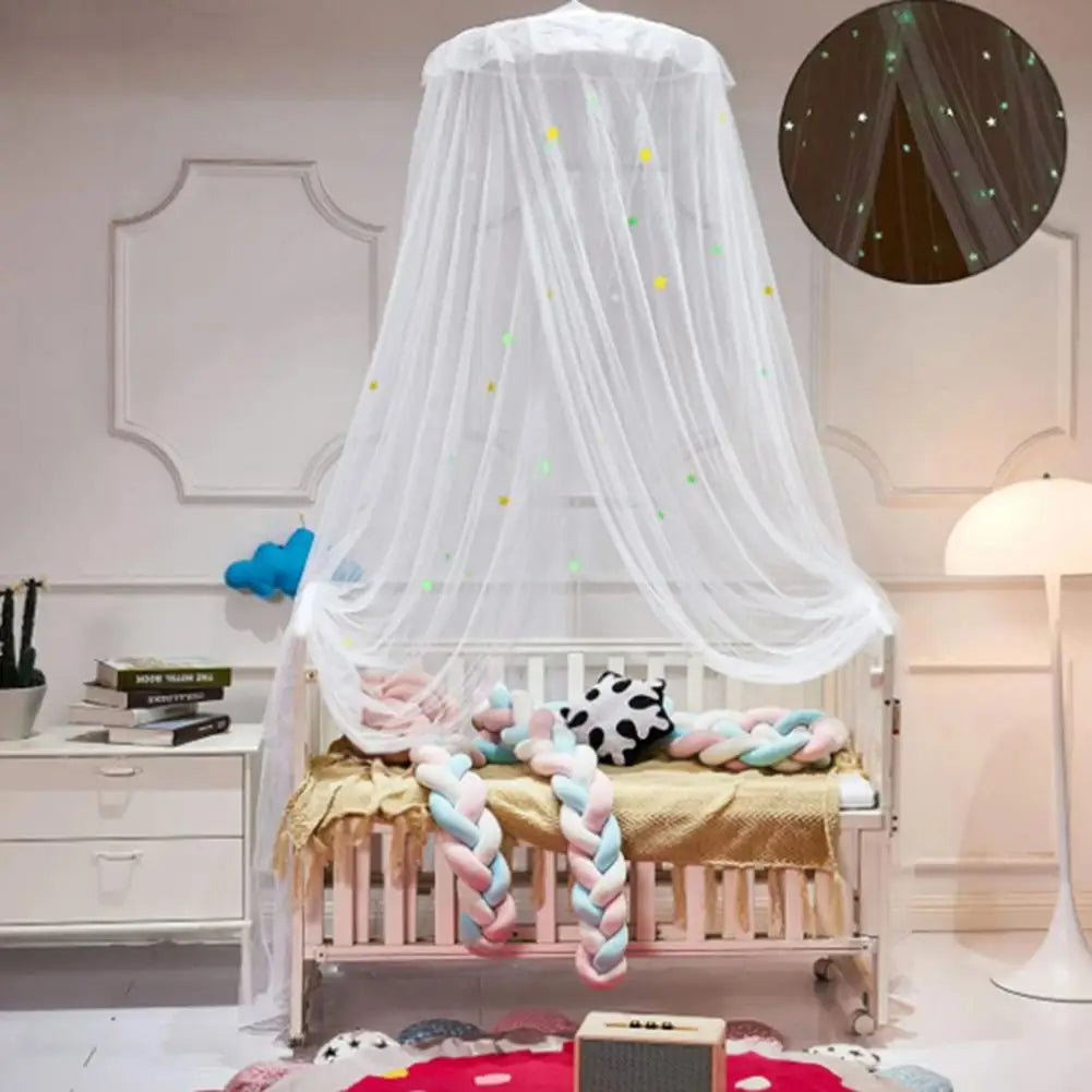 1 Set Convenient Bed Canopy Polyester Bedcover Curtain Glow-in-the-dark Protection Summer Girls Stars Bed Net Canopy