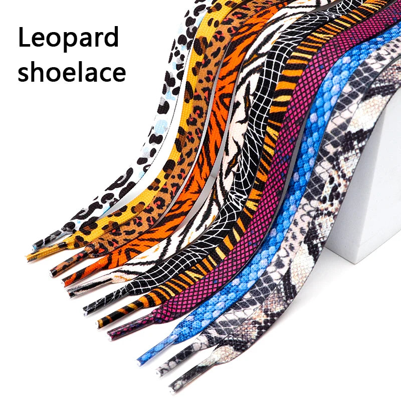 Animal Pattern Shoelaces Flat AF1/AJ Sneakers Shoe laces Tiger/Snake/Leopard Print Shoelace 120/140/160CM Shoes Strings 1Pair