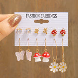 17KM Cartoon Frog Duck Earrings Set Animal Butterfly Cute Dangle Earrings for Women Geometric Bear Cloud Earring Trendy Jewelry