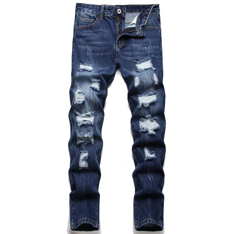 2022 Autumn New Fashion Retro Hole Jeans Men Pants Cotton Denim Trouser Male Plus Size High Quality Jeans Dropshipping