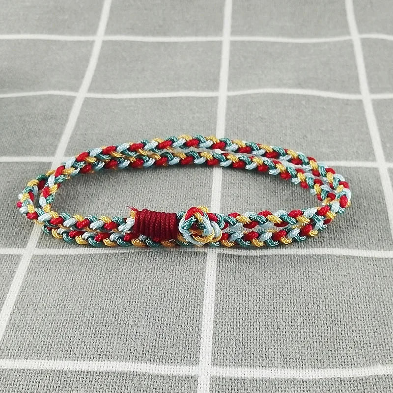 Handmade Tibetan Buddhist Double Layer Lucky Charm Tibetan Thread Bracelets & Bangles for Women Men Knot Budda Rope Bracelet