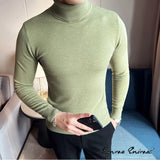 Autumn Mens Turteneck Sweatshirt Warm Solid Color Slim Men's Casual Pullover Sweater Men Winter Clothing