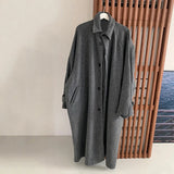 IEFB Korean Style Trend Wool Overcoat Loose Lapel Long Coat Versatile Woolen Knee High Trench Autumn Winter Man Clothing 9C2211