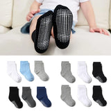 6 Pairs/Lot Fashion Children Socks Grip Crew Socks with Non Slip/Anti Skid Soles for Baby Infants Toddlers Kids Boys Girls 0-7y