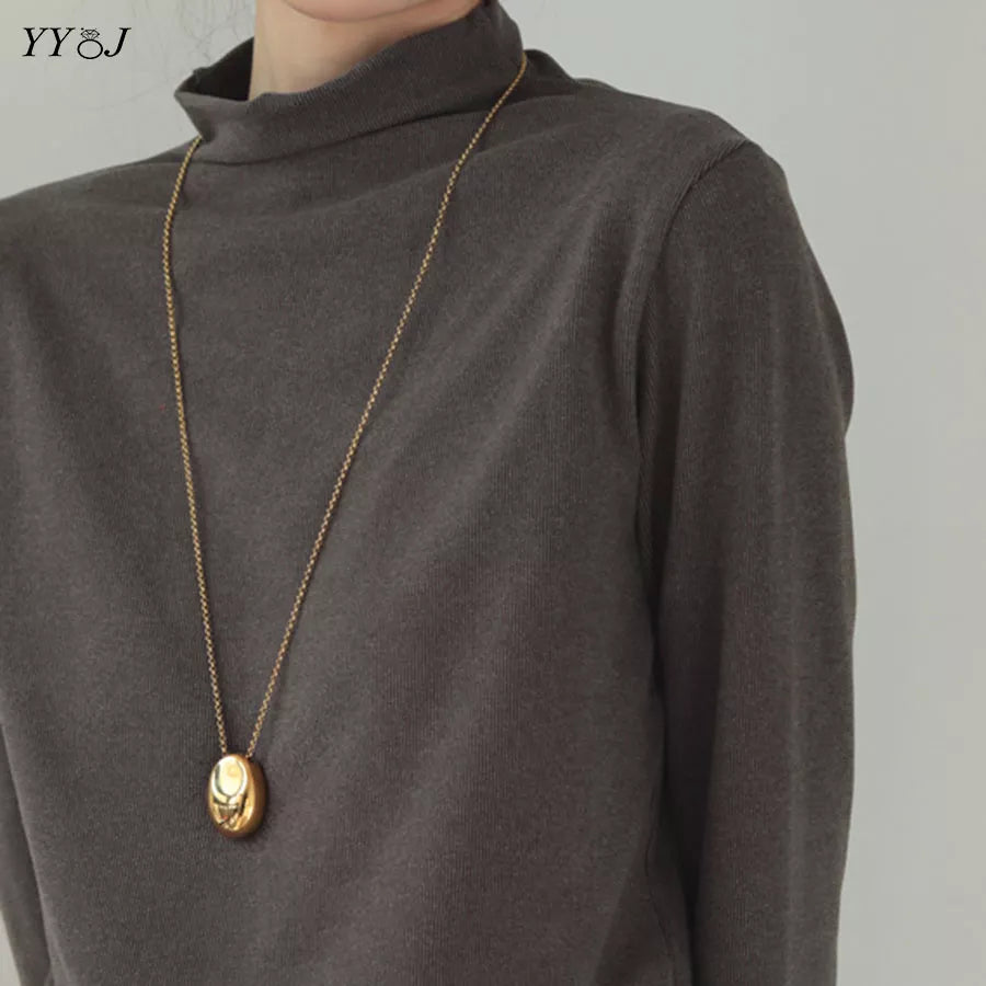 Big waterdrop long necklace for women stainless steel sweater winter necklace geometric jewelry high quality jewelry