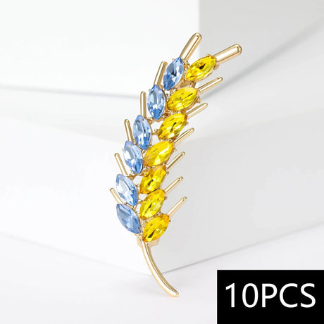 Beaut&Berry 10pcs Women Rhinestone Ear of Wheat Brooches Plant Pins 5-color Unisex Office Party Casual Accessories Gifts