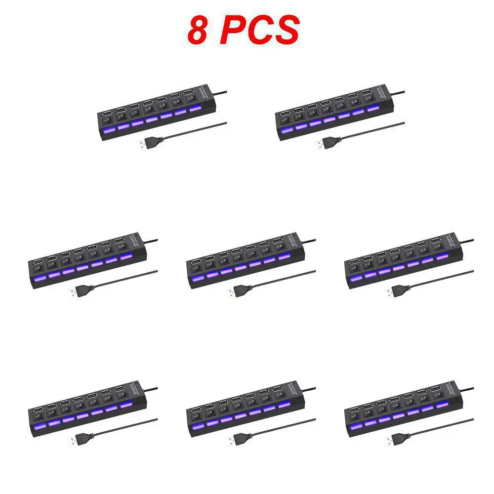 1~8PCS USB Hub USB 2.0 Hub Multi USB Splitter 3 Hab Use Power Adapter Multiple Expander 2.0 Hub With Switch For Laptop