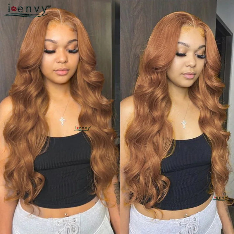 Ginger Blonde Lace Front Human Hair Wigs 13x4 Body Wave Transparent HD Lace Frontal Wig Pre Plucked Orange Brown Lace Front Wig