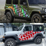 For Jeep Wrangler JK JL TJ YJ 2PCS Car Door Stickers Graphics Tire Tread Imprint Vinyl Film Decals Auto Body Tuning Accessories