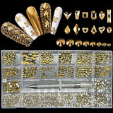 2800pcs Luxury Shiny Diamond Nail Art Rhinestones Crystal Decorations Set AB Glass 1pcs Pick Up Pen In Grids Box 21 Shape