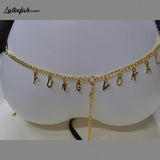 Lateefah Summer Stainless Steel Custom Letters Personalized Name Belly Waist Chains Body Chain Thong PantY for Women Jewelr