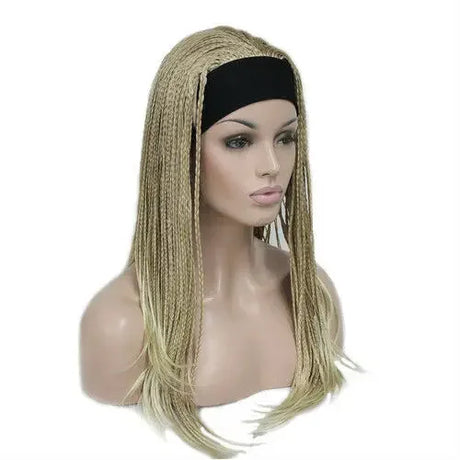 8Color Charm Africa Long Straight 3/4 Half Headband Made Braids Full Wig For Women’s Christmas Halloween Cosplay Costume Wigs