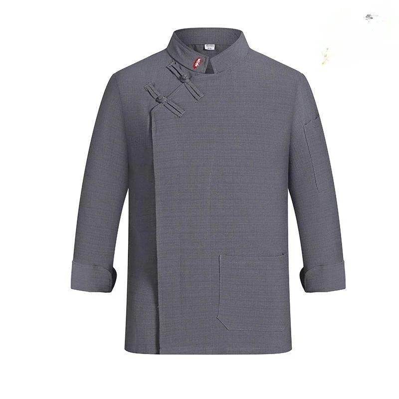 Chef Uniform Long Sleeve  Men Women Linen Kitchen Cook Jacket Waiter Coat