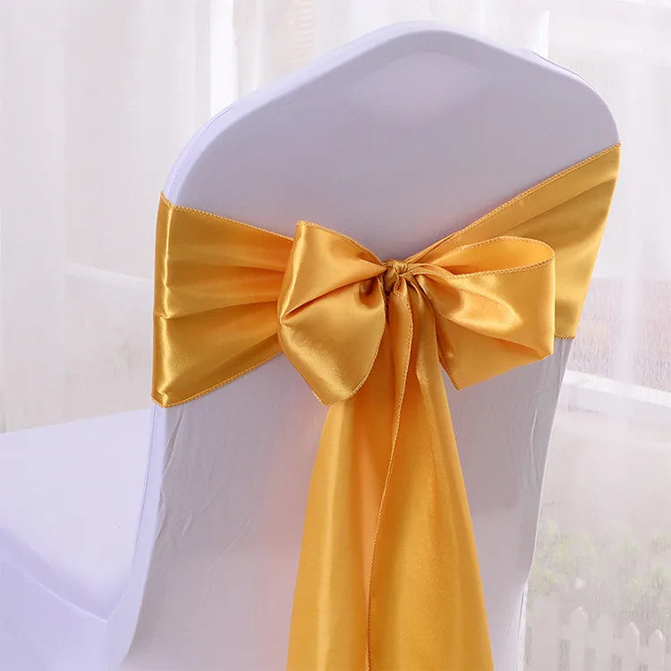 10/50/100pcs Satin Chair Bow Sashes Wedding Chair Knots Ribbon Butterfly Ties For Party Event Hotel Banquet Home Decoration