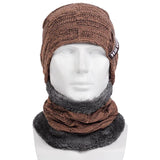 Winter Beanie Hats Scarf Set Warm Knit Hat Skull Cap Neck Warmer with Thick Fleece Lined Winter Hat and Scarf for Men Women