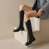 Women Knee-high Boots Genuine Leather Natural Leather Ladies Bootie Autumn and Winter Velvet Western Boots Goth Shoes