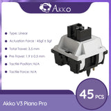 Akko V3 Pro Switches Tactile / Linear Switch for Mechanical Keyboard 45Pcs Pack Replaceable Outemu Gateron Cherry MX Keyswitch