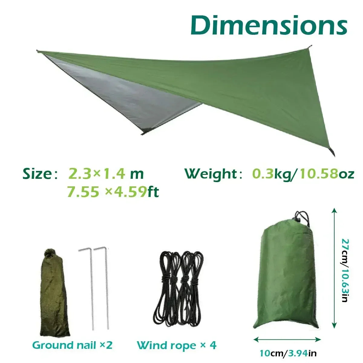 Oversized Double 118inx79in Hammock with Tree Straps and Rain Fly, Indoor Outdoor Backpacking Survival & Travel Camping Hammock