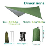 Oversized Double 118inx79in Hammock with Tree Straps and Rain Fly, Indoor Outdoor Backpacking Survival & Travel Camping Hammock