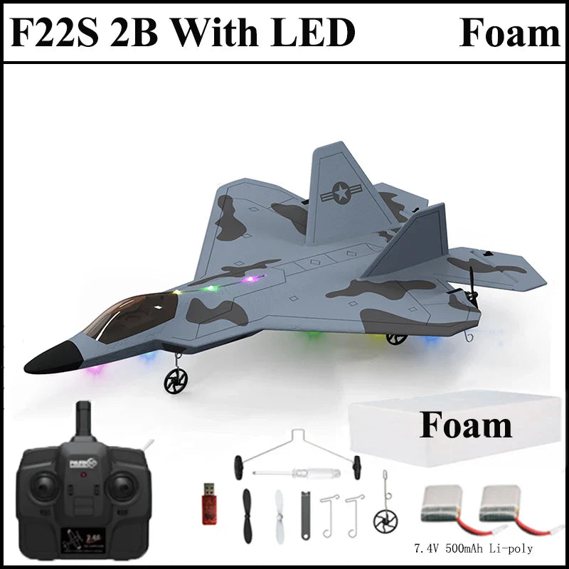 2024 New F22S 2.4G 4CH 3D6G RC Airplane Raptor F22 Warplane WLtoys A180 Upgrade Version LED Light With Gyroscope Out Door Toys