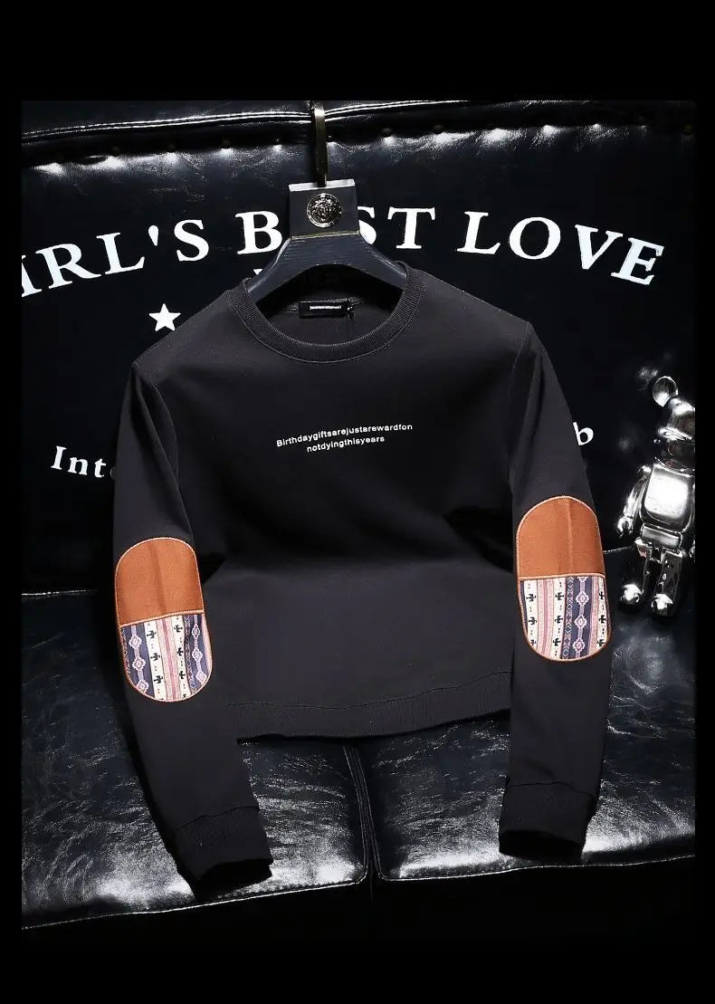 Autumn Men's Hoodies Long Sleeve Sweatshirt New Cotton High Quality Round Neck Sweater Loose Versatile Casual Black White M-5XL