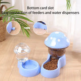 1.8L/500g Cat Automatic Feeder Mushroom Shape Water Bottle Cat Bowl Feeding & Watering Supplies Dog Water Dispenser Pet Products