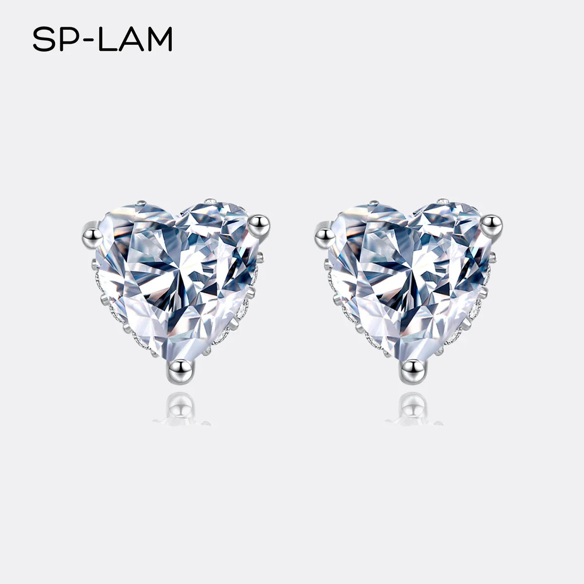 1CT Moissanite Earrings Heart Created Diamond Stone Genuine 925 Silver Women Elegant Luxury Tiny CZ Paved Studs Jewelry Gift