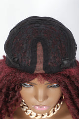 Kalyss 24 Inches Red Wig Synthetic Braids Wigs full wig Middle full wig Parted Loc Braided Wigs with Curly Ends for women