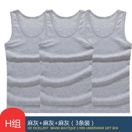 Hot Sale 3pcs / 100% Cotton Mens Sleeveless Tank Top Solid Muscle Vest Undershirts O-neck Gymclothing Tees Whorl Tops