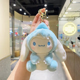 Kawaii Sanrio Plush Keychain Hello Kitty Kuromi Cinnamoroll Melody Plush Toys Doll Dinosaur Series Pendant Decor Kids Toys Gift