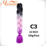 6 Pcs 24” Synthetic Braiding Hair Pink Jumbo Braids Hairstyles Purple Blue Blonde Ombre Hair Extensions For Women 100G/Pack