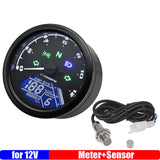 Universal Motorcycle Instrument Digital LCD Speedometer Meter Sensor Tachometer 0~12000RPM for 1-4 Cylinder Motorbike 12V