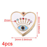 4pcs Stainless Steel Evil Eye Charms Heart  Enamel Charm Pendant Connector for Earrings Diy Jewelry Making Supplies Wholesale