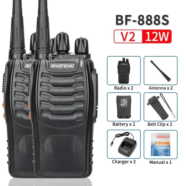 2/4PCS Baofeng BF-888S 12W Walkie Talkie Dual Band Portable Long Range Standby UHF 400-470MHz USB Ham Two Way Radio for Hunting