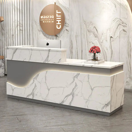 White Light Reception Desks Design Stylish Modern Luxury Reception Desks Office Front Mostrador Negocio Commercial Furniture