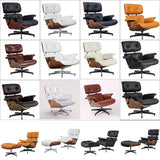 US Inventory Modern Living Room Lounge Chairs Arm Chair with Ottoman Stool Genuine Leather