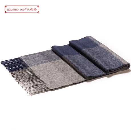 High Quality 100% Wool Scarf Men Autumn Winter Korean Long Warm Plaid Couple Muffler Male Soft Cashmere Thermal Shawl Gentlemen